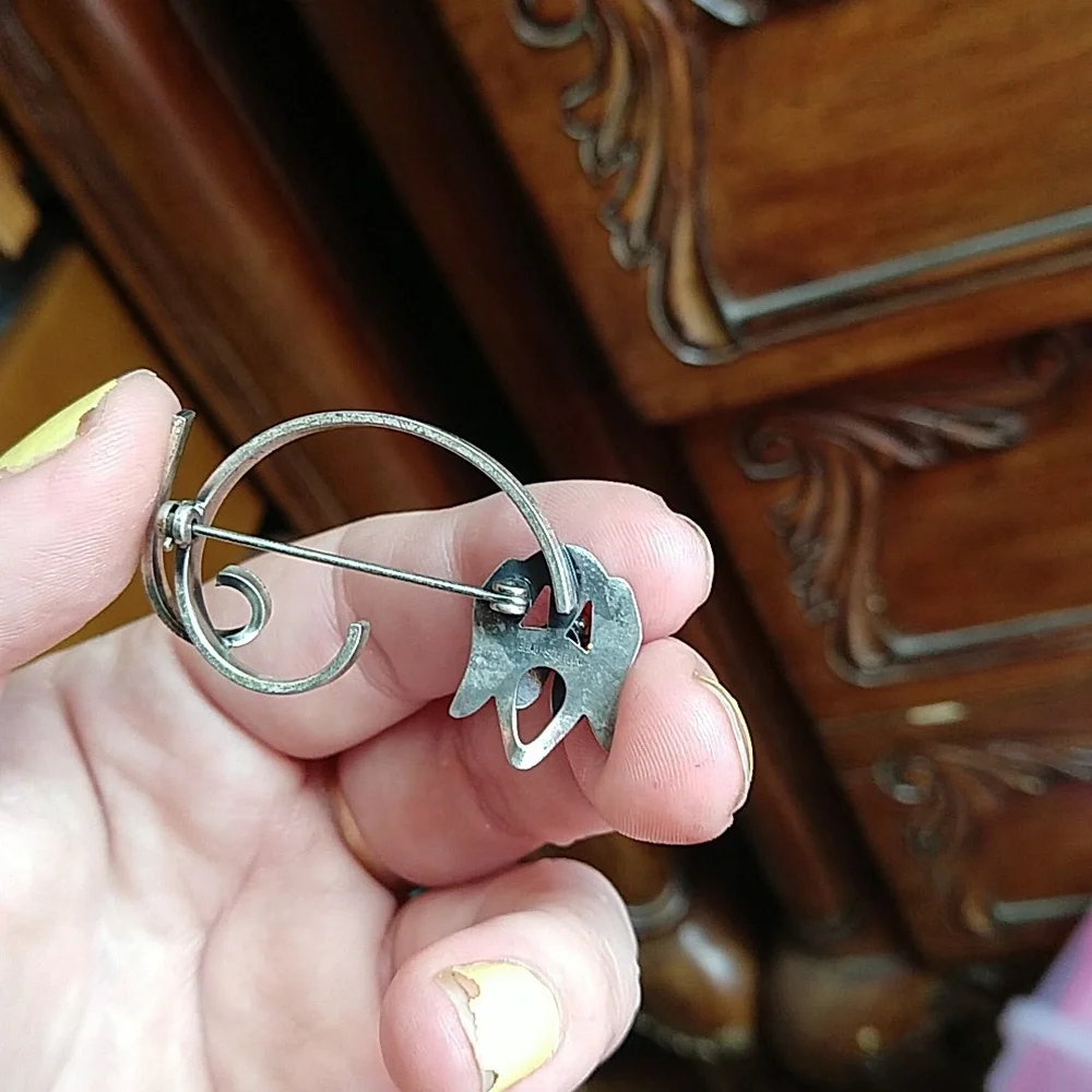 Wonderful beau sterling silver 925 dog brooch pin etch outline vintage - Picture 5 of 7